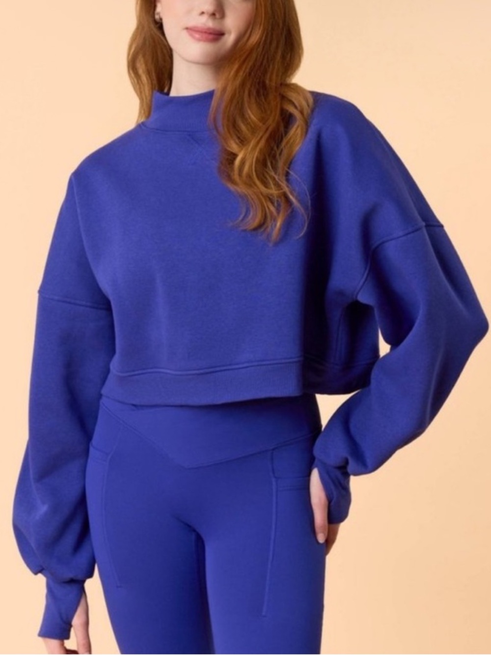 Blogilates Vibrant Royal Blue Cropped Sweatshirt